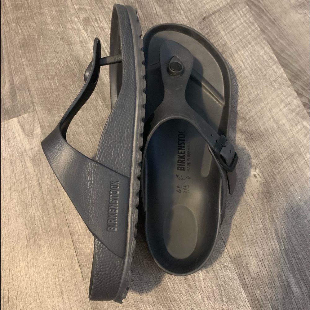 Grey rubber birkenstalks.